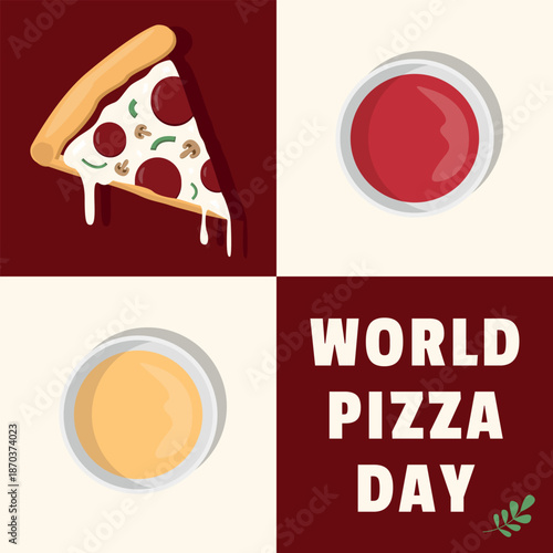 World Pizza Day Poster. Delicious pizza