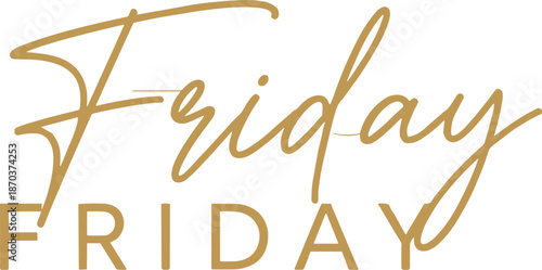Elegant Golden Friday Typography Design with Luxury Cursive Script and Bold Serif Fonts for Retail Sales Promotion and High End Branding