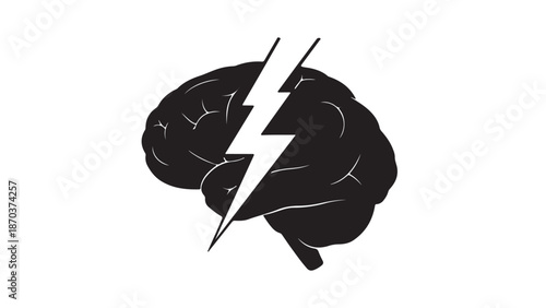 Brainstorming Ideas: An illustrative representation of a brain with a lightning bolt cutting through, symbolizing the power of ideas and innovation.