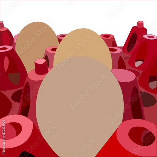 three eggs stacked in a bin