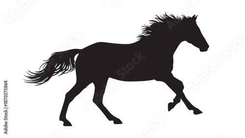 Silhouette of a Galloping Horse: A striking black silhouette of a powerful horse in full gallop against a stark backdrop, capturing the raw energy and grace of the animal.