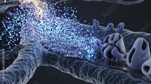 Microscopic View of Neuron Cells with Electric Sparks