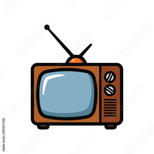 Foto A brown old-fashioned television set with antenna