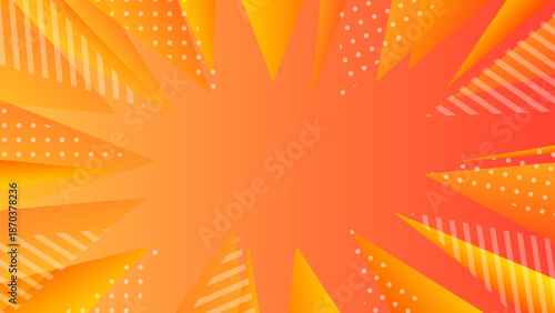 ビビットなオレンジの集中線グラデーション背景　セールやキャンペーンに使える16:9フレーム