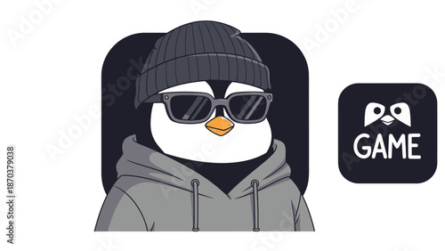 penguin in winter clothes