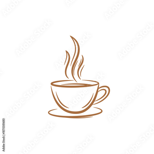 Stylized Coffee Cup with Rising Steam - A Warm and Inviting Beverage.