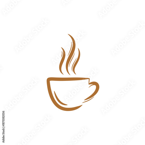 Stylized Coffee Cup with Steam Illustration for Cafe Branding.