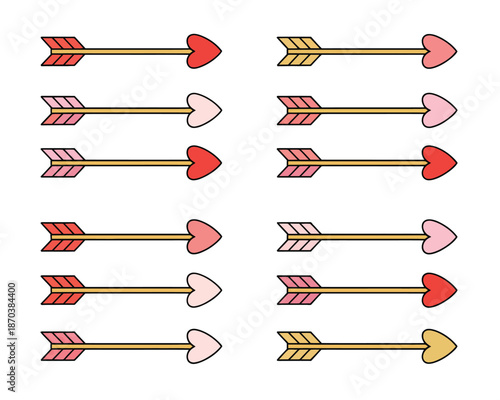Collection of arrows with heart shaped tips