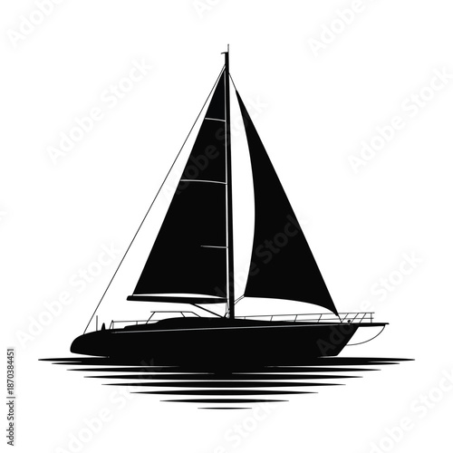 Sailboat silhouette on calm water