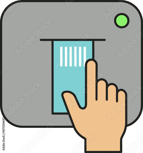 Hand Picking Up Printed Ticket or Receipt from Automated Machine