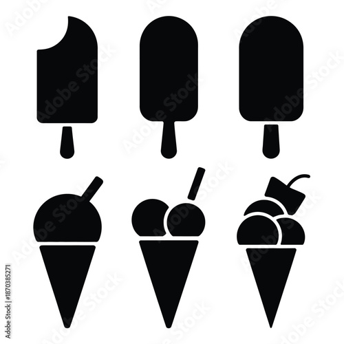 Collection of ice cream and popsicle silhouettes