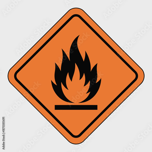 Warning sign indicating flammable material or fire hazard