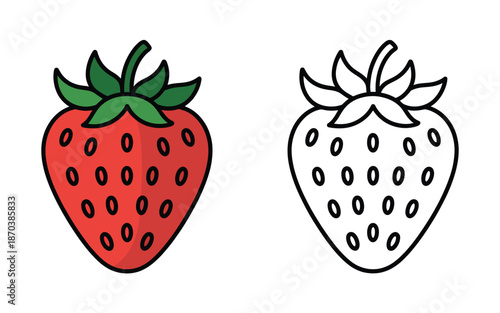 Strawberry illustration set on white background