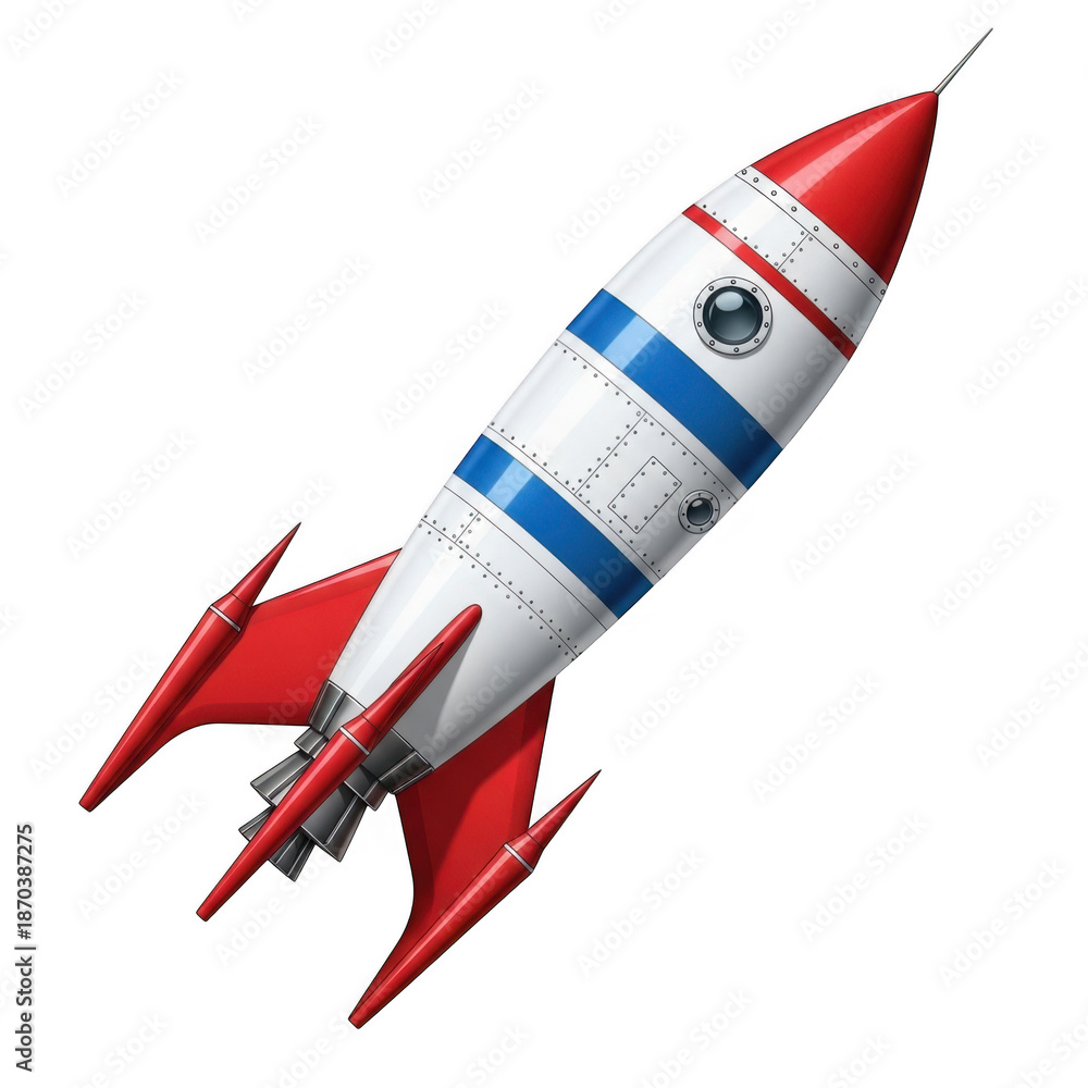 Naklejka premium Vibrant rocket illustration isolated on transparent background