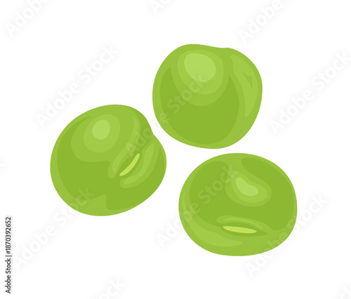Green pea isolated on white background. Vector cartoon flat illustration. Legume icon