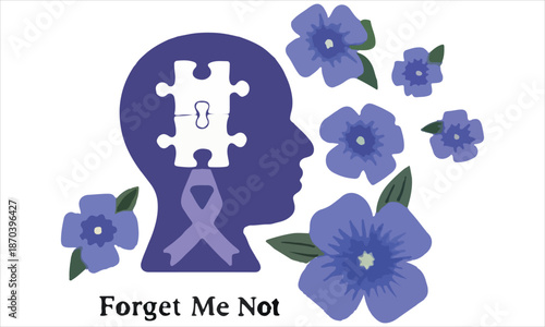 Forget Me Not Symbol – Alzheimer’s Awareness, Memory Loss & Support Illustration .