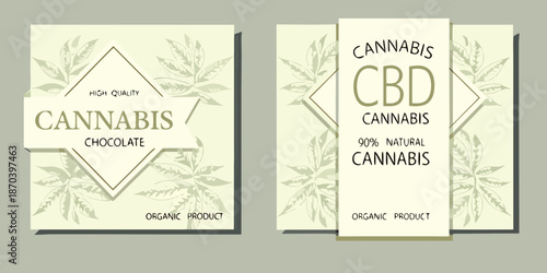 Cannabis chocolate bar packaging design with botanical elements and natural branding