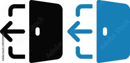 Login and logout icon set. Set of sign out, Sign in vector icon. Open and close door symbol.Website user logout and login isolated icon.