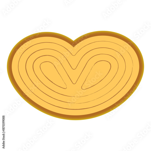 ハート型のかわいいパイ菓子パルミエのシンプルなイラスト素材