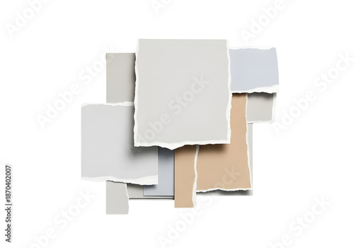 Wallpaper Mural Collage of torn paper pieces in various shades of white and beige on transparent background Torontodigital.ca