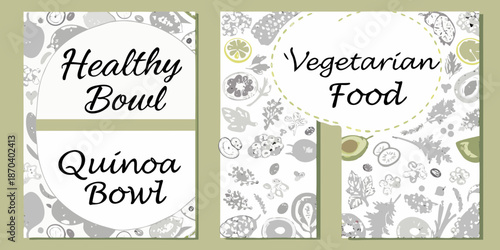 Visualizing healthy vegetarian and quinoa bowl meal options with decorative elements