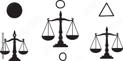 Scales of Justice and Law Symbols in Black Silhouette
