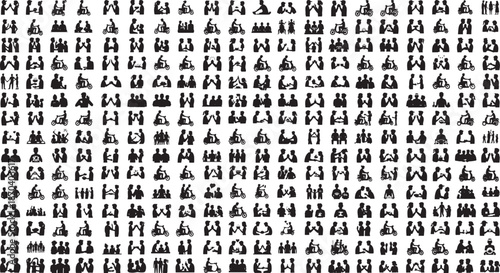 Collection of various people with disabilities and accessibility icons and symbols for design and accessibility purposes