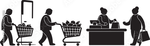 Shopping Experience Silhouette Vector Illustration