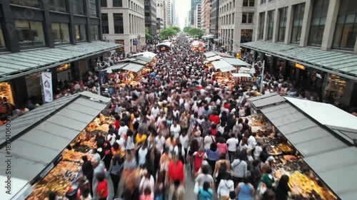 Wallpaper Mural Crowded Subway Platform and Bustling Street Market in a Vibrant City. Torontodigital.ca