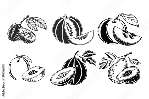 set of fruits and berries