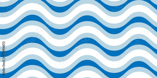Seamless Wave Pattern, Hand drawn water sea vector background. Wavy beach print, curly grunge paint lines, watercolor stripes