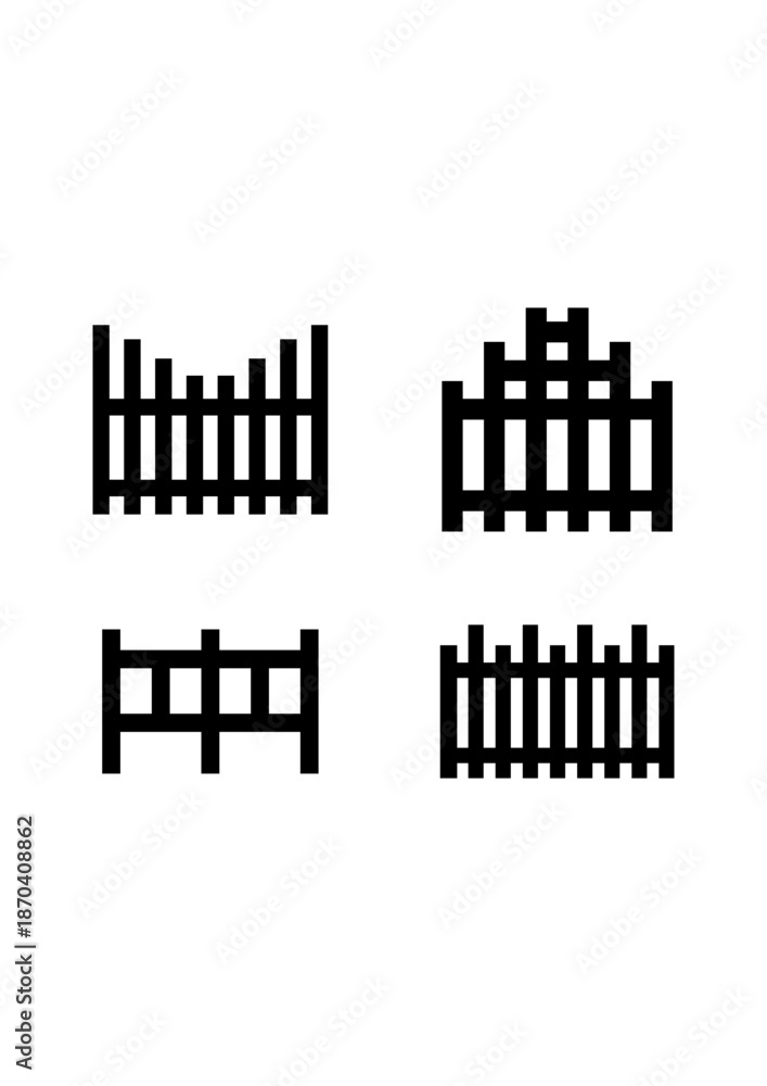 Obraz premium Set of Fence Icon. Simple Fence Icon Set Fot Web Design With White Background.