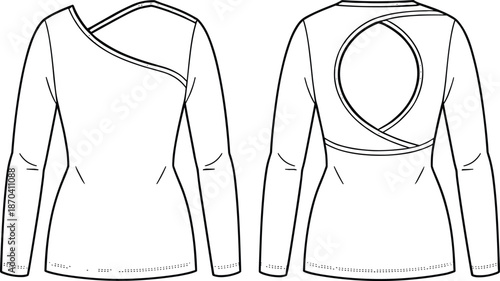 Fashion technical sketch of a sleeveless midi dress with ruffled straps, princess seams, and a pleated mermaid flounce hem silhouette.