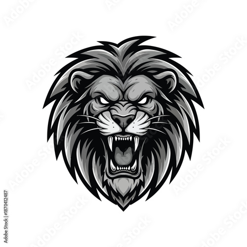 Roaring Lion Head: A fierce lion head roars, showcasing the power and majesty of the wild. It's a symbol of strength and dominance.