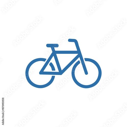 Minimalist blue bicycle icon representing eco-friendly transportation and active lifestyle. Simple graphic symbol for cycling, sport, and outdoor activities