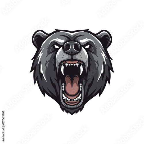 Fearsome Bear: A detailed illustration of a bear's head, showcasing its fierce nature with an open mouth and sharp teeth.