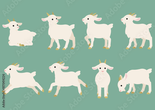 牧場や草原で使いやすい白いヤギの基本ポーズ集