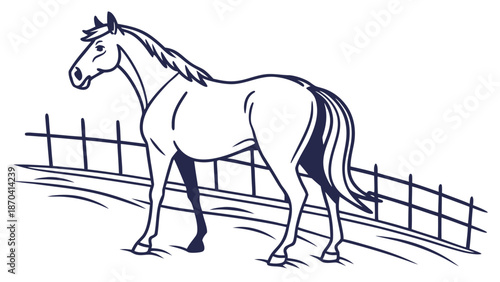 Majestic horse standing proudly in front of rustic fence