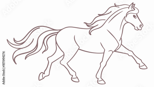 Majestic horse running freely with flowing mane and tail