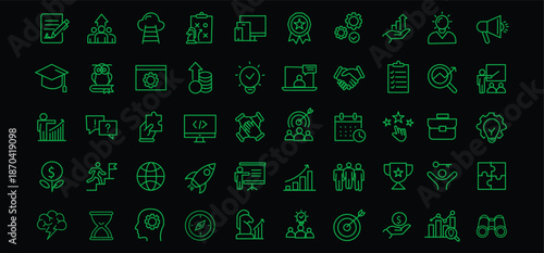 Startup icon set. Editable line icons. Vector illustration.