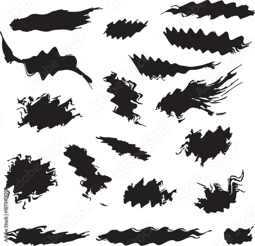 vector silhouettes Set of black grain brush illustrator free download