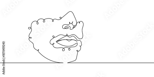 Continuous lines, art of shaving foam on the face. line art on transparent background Editable stroke.