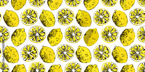 A vibrant pattern of sliced lemons creates a refreshing citrusy visual
