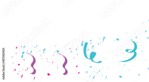 Abstract Festive Confetti Background with Pink and Blue Streamer Bits