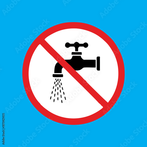 vector icon prohibiting turning off the tap when not in use
