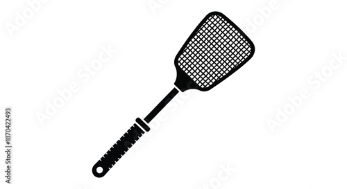 A striking black silhouette of an electric fly swatter a common household pest control tool silhouette