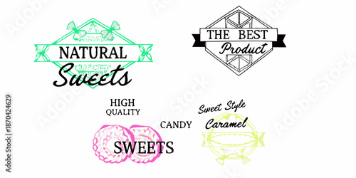 Decorative graphic elements for natural sweets and high quality candy products
