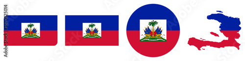 Cuadro en lienzo haiti circular flag, haiti rectangular flag, haiti map flag flat icon