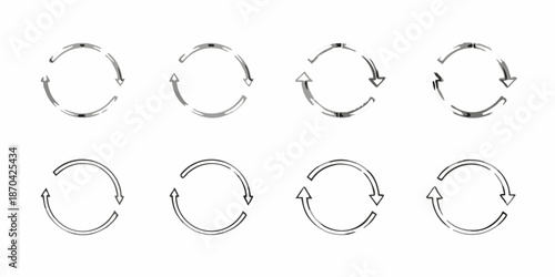 Circular arrows depicting rotation and cyclical processes in a grid pattern