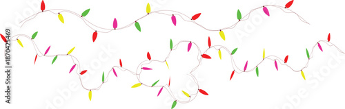 Strands of colored lights illuminate a dark space, creating a festive holiday atmosphere.